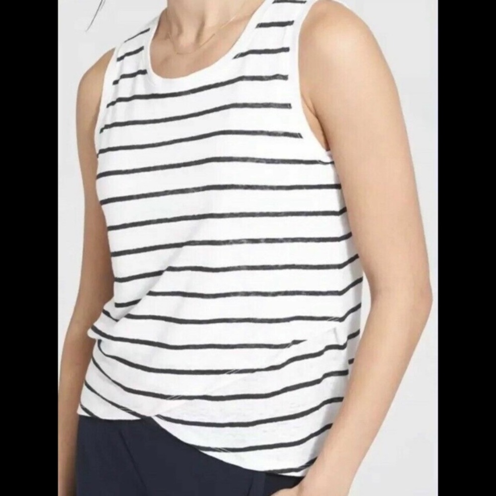 Athleta stripe linen tank size small